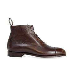 BALMORAL BOOTS IN BROWN GRAIN Balmoral Boots, Cordovan Shoes, Cap Toe Boots, Exclusive Shoes, Casual Belt, Toe Boots, Dress Shoes Womens, Goodyear Welt, Shoes Outlet