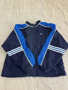 Vintage Adidas Track Jacket Athletic Full Zip Blue Windbreaker Size Large. Condition is in good pre owned. Check all pics for measurements. Blue Windbreaker Outfit, Rad Outfits, Epic Clothes, Windbreaker Outfit, Blue Windbreaker, Adidas Track Jacket, Gender Envy, Adidas Track, Vintage Adidas