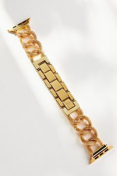 Iron and brass with gold, rose-gold, or silver plating Removable clasps Imported | Mesh Link Apple Watch Band 44/45mm by Goldenerre, Women's, Gold/Brass/Tin at Anthropologie Gold Rectangular Watch With Box Clasp, Gold Watches With Bracelet Strap And Rectangular Dial, Timeless Gold Rectangular Watch Bands, Modern Adjustable Bracelets With Gold-tone Hardware, Modern Adjustable Jewelry With Gold-tone Hardware, Luxury Yellow Gold Rectangular Watch Bands, Luxury Polished Link Bracelet, Luxury Gold Jewelry With Bracelet Strap, Elegant Metal Jubilee Bracelet Watch Bands