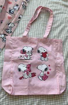 snoopy peanuts lover girl coquette cute pink aesthetic valentines day american eagle tote bag Pink Aesthetic Valentines, Snoopy Tote Bag, Aesthetic Valentines Day, Cute Pink Aesthetic, Snoopy Bag, Snoopy Items, Aesthetic Valentines, Lover Girl, Painted Tote