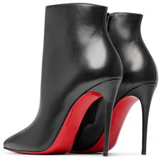 Black leather ankle booties from Christian Louboutin. The So Kate has a 100mm slim stiletto heel and a pointed toe.True to sizeSignature red leather soleMade in Italy Black Knee Boots, Christian Louboutin So Kate, So Kate, Fancy Shoes, Black Leather Ankle Boots, Stiletto Pumps, Crazy Shoes, Leather Booties, Leather Ankle Boots