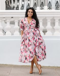 A beautifully cut womens plus size midi wrap dress by MRSPOMERANZ that flatters your figure and offers versatile styling. Available in 100+ variants of Liberty Tana Lawn fabric. This romantic floral gown has a demure neckline and chic wrap front, leading to a fitted waist with oversized tie. The princess sleeves are so pretty, with gentle gathering above deep cuffs. The skirt, with its gorgeous, rounded hemline, swishes playfully as you move. The side pockets offer a place for your handkerchief; Elegant Floral Print Wrap Dress For Garden Party, Elegant Floral Print Midi Wrap Dress, Spring Floral Print Knee-length Wrap Dress, Elegant Floral Midi Wrap Dress, Garden Party Floral Wrap Dress With Surplice Neckline, Spring Midi Dress With Surplice Neckline For Garden Party, Spring Midi Dress For Garden Party With Surplice Neckline, Fitted Midi Length Wrap Dress For Garden Party, Spring Midi Wrap Dress For Garden Party