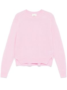 light pink stretch-design marl knit crew neck long sleeves ribbed cuffs and hem short side slits straight hem Cashmere Color, Fall Capsule Wardrobe, Wardrobe Edit, Iconic Bags, Exclusive Fashion, Pink Sweater, Knitwear Women, Luxury Outfits, Isabel Marant