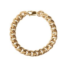 Gold Cuban Chain Link Bracelet Modern Chunky Chain Cuban Link Bracelets, Modern Bracelets With Chunky Cuban Link Chain, Classic Tarnish Resistant Cuban Link Bracelet, Classic Cuban Link Bracelet For Everyday, Classic Cuban Link Bracelets For Everyday, Modern Chunky Cuban Link Chain Bracelet, Classic Cuban Link Bracelet With Chunky Chain For Everyday, Minimalist Tarnish-resistant Cuban Link Bracelet, Classic Chunky Chain Bracelet