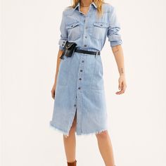 New With Tags Free People Long Classic Denim Shirt Faded Blue Size M Original Price:$148 $65, Plus Shipping Medium Wash Denim Top With Frayed Hem For Spring, Spring Button-up Denim Top With Frayed Hem, Casual Medium Wash Denim Top With Frayed Hem, Relaxed Fit Denim Top With Frayed Hem, Blue Denim Dress With Frayed Hem For Fall, Casual Denim Dress With Frayed Hem For Fall, Light Wash Denim Dress With Frayed Hem For Fall, Relaxed Fit Denim Dress With Frayed Hem, Fall Light Wash Denim Dress With Frayed Hem