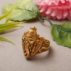 "Lord Ganesha Ring, Handmade ring, Gold Ring, Statement ring, Religious Bass Ring, Vinayak ring, Unique ring, Personalized gift, Dainty ring ♥ SIZE:- All Size Are Available, Choose From Variation. ♥ METAL:- Brass ♥ BRASS SPECIALTY ♥ Brass is known for its strength and durability. However, it is also very malleable, making it ideal for shaping into intricate jewelry designs. Brass does not rust and is resistant to corrosion. However, it does develop a patina, or greenish layer, over time. Enjoy F Spiritual Open Ring With Intricate Design, Symbolic Wedding Toe Ring Jewelry, Intricate Design Rings For Festivals Gift, Intricate Design Rings For Festivals And Gifts, Rings With Intricate Design For Festivals, Handmade Toe Ring In Temple Jewelry Style, Handmade Temple Jewelry Toe Ring, Hallmarked Temple Jewelry Toe Ring, Temple Jewelry Rings For Puja And Festivals