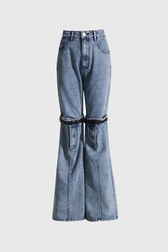 Our stylish High Waisted Jeans with Knee Cuts feature a comfortable high waist, knee cutouts, and two belts for a versatile look. The jeans also come with convenient side pockets and a button-down closure to keep your look in place, with wide legs for added comfort.In Stock Fabric: Cotton, Polyester Blue High Waisted Jeans, The Jeans, High Waisted Jeans, Wide Legs, High Waist Jeans, Fabric Cotton, Belts, High Waist, Wide Leg