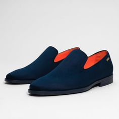 Men Classic Plain Loafer. Made With Breathable Fabric Upper. Made With Soft Lycra Lining And Removable Soft Eva Insole For Comfort. Toe Shape Round Pattern Solid Closure Slip On Width Standard Upper Mat Flannel Upper Color Navy Lining Mat Lycra Lining Color Orange Insole Mat Eva Insole Color Orange Welt Mat Rubber Welt Color Navy Sole Mat Rubber Sole Color Navy Navy Suede Slip-on Loafers, Blue Slip-on Loafers With Rubber Sole, Blue Slip-on Business Moccasins, Blue Slip-on Moccasins For Business, Blue Suede Business Slip-ons, Blue Slip-on Dress Shoes With Rubber Sole, Navy Slip-on Loafers For Work, Blue Loafers With Textured Sole And Plain Toe, Blue Loafers With Textured Sole