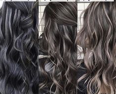 Blend Gray Hair Brunettes, Highlights To Blend Gray Hair, Highlights To Blend Gray, Ash Blonde Highlights On Dark Hair, Blend Gray Hair, Highlights On Dark Hair, Blonde Highlights On Dark Hair, Ash Hair, Ash Blonde Highlights