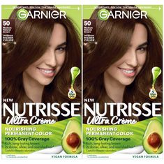 PRICES MAY VARY. Nutrisse shade 50 Medium Natural Brown (Truffle) permanent hair color is a medium brown shade that allows your natural tones to show without reflects that nourishes while it colors and adapts to all hair textures for radiant, long lasting, even color and 100% gray coverage Exclusive fruit oil ampoule, that is poured directly in the mix, after-color conditioner is enriched with 5 responsibly sourced oils: avocado, shea, olive, argan, and coconut oil for shiny, silky and nourished hair New color boost technology efficiently infuses intense hair dye into the hair fiber for richer, radiant, and long-lasting color with 100% gray hair coverage 97% natural origin conditioner locks in color and protects against dryness Leaping Bunny certified, Cruelty Free and Vegan Garnier Hair Color, Medium Golden Brown, Natural Brown Hair, Grey Hair Coverage, Color Conditioner, Brown Hair Dye, Hair Color Cream, Temporary Hair Color, Permanent Hair Dye