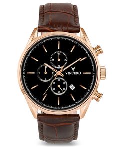 Vincero Watches, Black And Gold Watch, Gold Watches, Luxury Timepieces, Rose Gold Watches, Leather Watch Bands, Luxury Watches For Men, Wristwatch Men, Luxury Watch