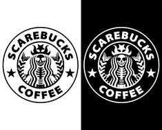 two logos for starbucks, one with the word carebuck's coffee on it