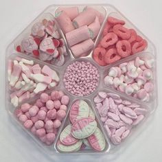 a tray filled with lots of different types of candy