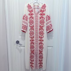 Beautiful Nwt Soft Surroundings Kaftan Dress Beachwear Cream & Red. Please See Closeups For Details. Removable Slip. Front & Side Slits. Reasonable Offers Accepted. Thank You For Shopping My Closet! Red Long Sleeve Dress For Beach Cover-up, Red Long Sleeve Maxi Dress For Beach Cover-up, Red V-neck Kaftan For Spring, Red Spring Maxi Length Kaftan, Spring Red Maxi Length Kaftan, Red Maxi Length Kaftan For Spring, Red Long Sleeve Boho Dress For Beach, Festive V-neck Vacation Dresses, Festive V-neck Dresses For Vacation