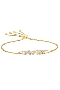 Suzanne Kalan frenzy diamond bracelet in yellow gold. 18K Yellow Gold 0.67ct white diamond, 0.10ct round white diamonds Yellow Gold Diamond Bracelets With Adjustable Chain, Elegant Gold Diamond Bracelet With Baguette Diamonds, Adjustable Yellow Gold-plated Diamond Bracelet, Adjustable Yellow Gold Plated Diamond Bracelet, Gold Diamond Bracelet With Baguette Diamonds, Yellow Gold Cubic Zirconia Bracelet With Adjustable Chain, Yellow Gold Bracelet With Adjustable Chain And Cubic Zirconia, Adjustable Yellow Gold Diamond Chain Bracelet, Yellow Gold Cubic Zirconia Tennis Bracelet With Adjustable Chain