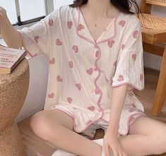 This Kawaii Aesthetic Pajama Set is the perfect bedtime companion. Its milk silk and polyester fabric creates a comfortable and breathable wear, perfect for any sleep cycle. Enjoy the product's unique design, and make sure to get your well-deserved rest. Cute Cotton Lounging Sets, Kawaii Cotton Sleepwear For Summer, Kawaii Cotton Sleepwear For Loungewear, Kawaii Cotton Sleepwear For Bedtime, Cotton Kawaii Sleepwear For Loungewear, Cute Cotton Pajama Shorts For Loungewear, Kawaii Summer Sleepwear, Kawaii Summer Pajama Party Sleepwear, Kawaii Summer Sleepwear For Loungewear