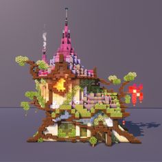 Minecraft Pixie House, Fairy Stairs Minecraft, Massivespeck Minecraft, Minecraft Fairy Portal, Minecraft Faeriecore, Minecraft Magical Castle, Bright Minecraft Builds, Mc Fairy House, Minecraft Faerie House