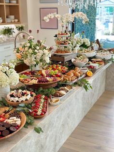 a long table filled with lots of food