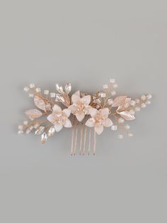 Pink  Collar  ABS Floral Hair Combs Embellished   Weddings & Events Gold Beach Wedding, Gold Bridal Hair Accessories, Rose Gold Hair Accessories, Gold Hair Comb Wedding, Gold Bridal Hair Comb, Red And White Weddings, Decorative Hair Combs, Bridal Headwear, Floral Hair Combs