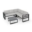 an outdoor sectional sofa set with coffee table