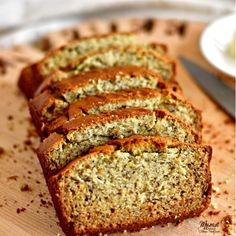 slices of banana bread on a cutting board