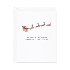 a christmas card with santa riding on a sleigh and reindeers in the background