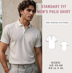 Digital sewing pattern for Standart Fit Men's Polo Shirt Sewing Pattern. ✔️ US Sizes: 35,36,37,38,39,40,42,44,46,48,50,52,56,60,64,68 ✔️ Standard sizes: XS, S, M, L, XL, 2XL, 3XL, 4XL/5XL ✔️These templates are suitable for A4, A0 and US Letter size paper. When you purchase this pattern, you will receive a digital (pdf) sewing pattern and instructions. Once your payment processes, you will automatically receive a download links of pattern files. If you have any problem accessing the files, please Polo Shirt Pattern Sewing, T Shirt Sewing Pattern Mens, Dress Shirt Sewing Patterns Men, Mens Shirt Pattern Mens Shirt Pattern Sewing, Mens Button Up Shirt Sewing Pattern Free, Mens Sewing Patterns, Shirt Sewing Pattern, Simple Shirts, Elegant Shirt