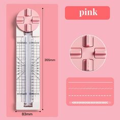 a pink thermometer on a pink background with measurements for each piece and how to measure it