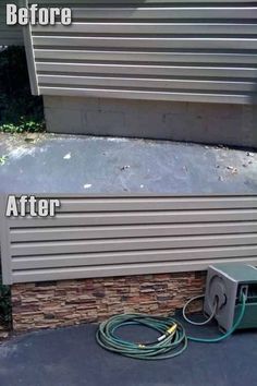 the before and after pictures of an old house's guttering job on facebook