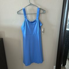 Very Soft And Stretchy! With Tags Blue Stretch Midi Dress For Summer, Stretch Blue Sundress, Blue Stretch Midi Dress For Spring, Blue Stretch Sundress Mini Dress, Blue Stretch Sundress, Blue Stretch Summer Mini Dress, Light Blue Stretch Casual Midi Dress, Light Blue Stretch Dress For Day Out, Casual Light Blue Stretch Midi Dress