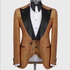 Limited Edition On The Site Www.Nanaloafers.Com Link In Bio Sizes 36r-50r Reasonable Offers Accepted Only Luxury Gold Tuxedo For Semi-formal Occasions, Luxury Gold Tailored Tuxedo, Luxury Gold Semi-formal Tuxedo, Luxury Tailored Gold Tuxedo, Patterned Tuxedo, White Tuxedo Jacket, Gold Tuxedo, Tuxedo Colors, Black Tuxedo Jacket