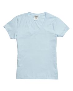 Ladies' V-Neck T-Shirt - SOOTHING BLUE - L | ComfortWash by Hanes Women's V-Neck T-Shirt in Soothing Blue Size Large | Cotton Light Blue Shirts, Blue V, Lady V, Neck Shirt, V Neck Tops, White Undershirt, Blue Grey, V Neck T Shirt, Long Sleeve Shirts