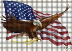 an eagle and the american flag cross stitch pattern