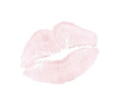 a close up of a pink lip on a white background