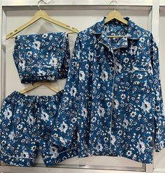 Indulge in ultimate comfort and style with this handcrafted floral block print soft cotton pajama set. Made from 100% premium soft cotton, this pajama set is designed to provide you with a soft, breathable, and lightweight feel, making it perfect for all-night comfort. Full Set Includes:  Long-Sleeve Button-up Shirt, Shorts, and Matching Pant Key Features: Premium Cotton Fabric: Our pajama set is made from high-quality cotton that is gentle on the skin, ensuring breathability and comfort throughout the night. Handcrafted Block Print Design: Featuring a traditional hand-block printed floral design, this pajama set showcases the intricate craftsmanship and attention to detail that makes each piece unique. Full Set Includes: This set comes with a long-sleeve button-up shirt, shorts, and match Multicolor Floral Print Relaxed Fit Sets, Relaxed Fit Multicolor Floral Print Sets, Printed Relaxed Fit Sets For Home, Bohemian Long Sleeve Loungewear Sets, Patterned Floral Print Long Sleeve Set, Patterned Long Sleeve Floral Print Set, Long Sleeve Patterned Set With Floral Print, Long Sleeve Floral Print Patterned Set, Long Sleeve Sets With Printed Motifs For Loungewear