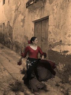 size: 16x12in Photographic Print: A Spanish Woman Walking Along a Traditional Spanish Street Wearing a Flamenco Style Dress by Steven Boone : Spanish Dress Flamenco, Traditional Spanish Dress, Spanish Aesthetic, Flamenco Style Dress, Spanish Street, Spanish Dress, Spanish Woman, Flamenco Dress, Flamenco Dancing