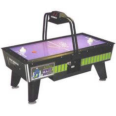 an image of a game table with neon lights on the top and bottom part,