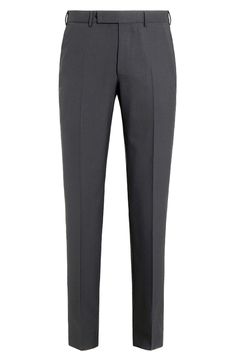 A classic fit adds timeless appeal to these flat-front trousers cut from breathable, resilient all-season wool for exceptional comfort. Zip fly with hook-and-bar closure Front slant pockets; back button-welt pockets 100% wool Dry clean Made in Turkey Men's Designer Clothing Elegant Straight Fit Formal Pants, Elegant Straight Fit Formal Bottoms, Formal Straight Fit Pants With Welt Pockets, Modern Business Dress Pants With Belt Loops, Tailored Modern Dress Pants For Business, Modern Tailored Dress Pants For Business, Business Wool Pants With Flat Front, Modern Formal Dress Pants With Welt Pockets, Modern Business Dress Pants