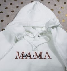 MAMA Bear hoodie embroidery comfy style gift idea Christmas present White Hooded Hoodie With Embroidered Graphics, Custom Embroidered Cotton Hoodie As A Gift, Cotton Hoodie With Custom Embroidery As A Gift, White Hoodie With Custom Embroidery For Winter, White Hooded Sweatshirt With Custom Embroidery, White Custom Embroidered Hooded Sweatshirt, White Hoodie With Letter Embroidery, White Hooded Sweatshirt With Embroidered Text, White Hoodie With Embroidered Text For Winter