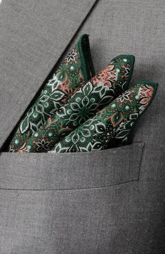 Paisley-inspired floral medallions bloom allover this silk pocket square, bringing dashing color to your formal looks. 11" square 100% silk Dry clean Imported Green Pocket Square For Formal Occasions, Green Formal Pocket Square Handkerchief, Formal Green Pocket Square Handkerchief, Elegant Multicolor Rectangular Pocket Square, Elegant Multicolor Pocket Square For Formal Occasions, Elegant Multicolor Pocket Square For Formal Wear, Elegant Multicolor Formal Pocket Square, Elegant Multicolor Pocket Square, Floral Wedding Tie