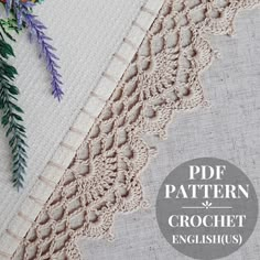 the crochet edging pattern is shown with flowers and leaves on top of it