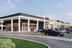 an artist's rendering of the exterior of a new retail center that will be built in 2013