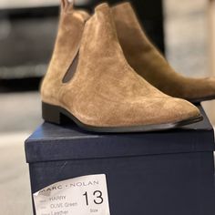 New Out The Box Suede Chelsea Boots, Green Suede, The Box, Size 13, Chelsea Boots, Olive Green, Chelsea, Men's Shoes, Shoe Boots