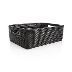 a black basket on a white background