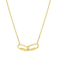 This delicate and beautiful 14k gold carabiner links pendant necklace is an exceptional gift for that special someone in your life. Click on this JEWELRY & WATCHES GUIDE to learn about fit, styles, materials and more! This delicate and beautiful 14k gold carabiner links pendant necklace is an exceptional gift for that special someone in your life. Click on this JEWELRY & WATCHES GUIDE to learn about fit, styles, materials and more! FEATURES Pendant size: 3/16" L x 13/16" W Chain length: 18 in. C Special Someone, Diamond Cut, Chain Lengths, Lobster Claw, Chain Length, Gold Finish, Gender Female, Jewelry Necklace Pendant, Diamond Cuts