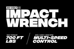 the impact wrench logo is shown on a black background with white letters and numbers