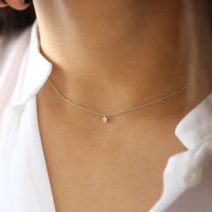 Dainty Diamond Necklace Solitaire Pendant with Chain Diamond Necklace Solitaire, Solitaire Diamond Necklace, Gold Necklace Wedding, Dainty Diamond Necklace, Mens Earrings Hoop, Sterling Silver Choker, Solitaire Necklace, Diamond Solitaire Necklace, Round Necklace