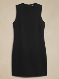 This iconic sheath dress is cut from our signature Ponte di Roma fabric, one we love for it's high stretch and softness against the skin.  Sheath fit.  Crew neck.  Invisible zip at back.  Unlined.  Sheath fit.  Sleeveless.  Knee length.  Model: Size 2, 5'10" (178cm). Classic Stretch Sheath Bodycon Dress, Classic Sheath Bodycon Dress, Mock Neck Mini Dress, Blue Black Color, Black Sheath Dress, Petite Size, Siena, Mini Black Dress, Sheath Dress