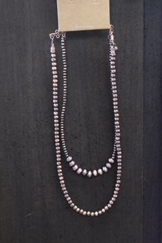 2 strand (15”,20”), 5” extender with clasp closure. Adjustable Double Strand Silver Bead Necklace, Adjustable Sterling Silver Clasp Necklace, Copper