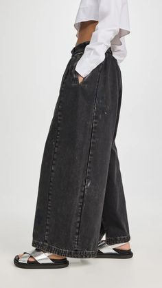 Maison Margiela Pleated Pantalones | Shopbop Avant Garde Fashion, Baggy Fits, French Fashion, Ankle Length, Stretch Denim, Stretch Fabric, New Arrivals, Wide Leg, In Italy